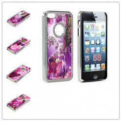 iPhone 5 5S Butterfly Diamond Chrome Case (Purple MIX)